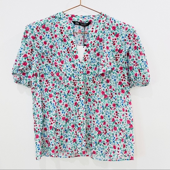 NEW Zara floral button up top - Picture 9 of 13